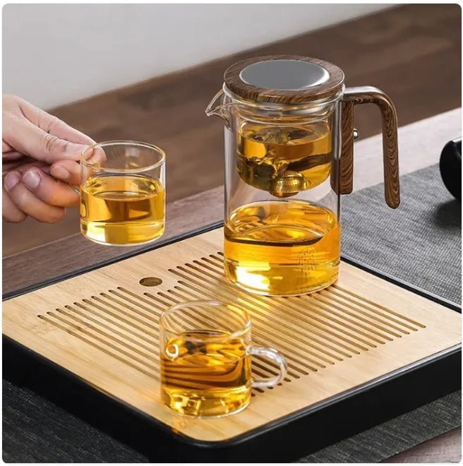 Elegant Glass Teapot & Tea Set with Water Separation - Leaf & Kettle